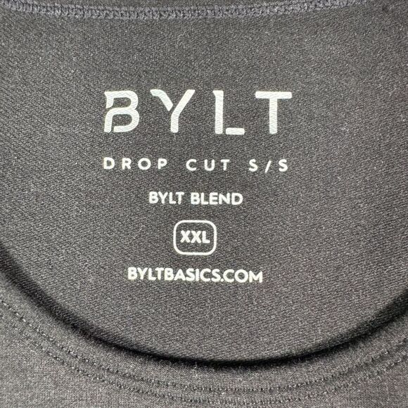 BYLT T Shirt Mens 2XL Black Drop Cut Bylt Blend Short Sleeve Gym Crossfit Run - Picture 5 of 8